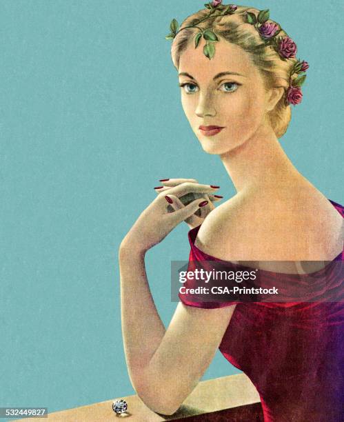 woman looking over her shoulder - looking sideways stock illustrations