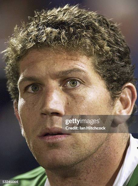 Bryan Fletcher of the Rabbitohs looks on during the round 19 NRL match between the North Queensland Cowboys and the South Sydney Rabbitohs at Dairy...