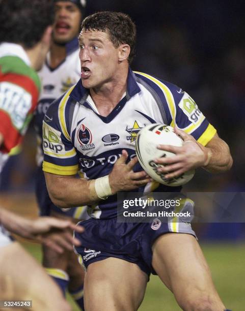 Luke O'Donnell of the Cowboys in action during the round 19 NRL match between the North Queensland Cowboys and the South Sydney Rabbitohs at Dairy...