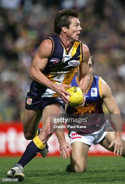 Ben Cousins of the Eagles in action during the round 16 AFL match between the West Coast Eagles and the Brisbane Lions at Subiaco Oval on July 16,...