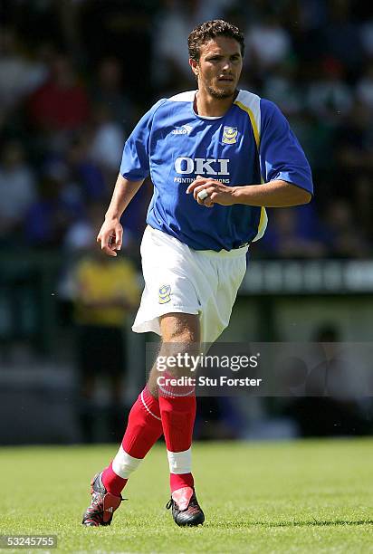 Portsmouth winger Laurent Robert in action during the friendly match between Yeovil and Portsmouth at Huish Park on July 16, 2005 in Yeovil, England.