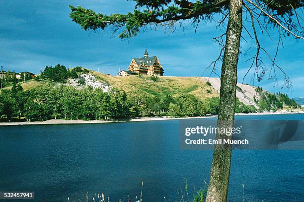The Prince of Wales Hotel on Upper Waterton Lake in Waterton Lakes National Park, Albert, Canada, 1959.