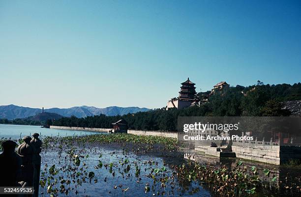 The lake at the Summer Palace in Beijing, China, circa 1965.