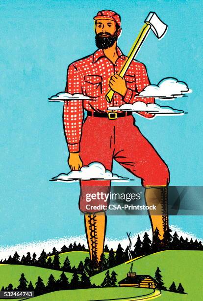 bildbanksillustrationer, clip art samt tecknat material och ikoner med paul bunyan - paul bunyan