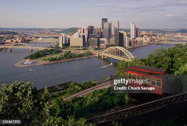 view of point state park from the duquesne incline, pittsburgh, pa - pittsburgh ストックフォトと画像