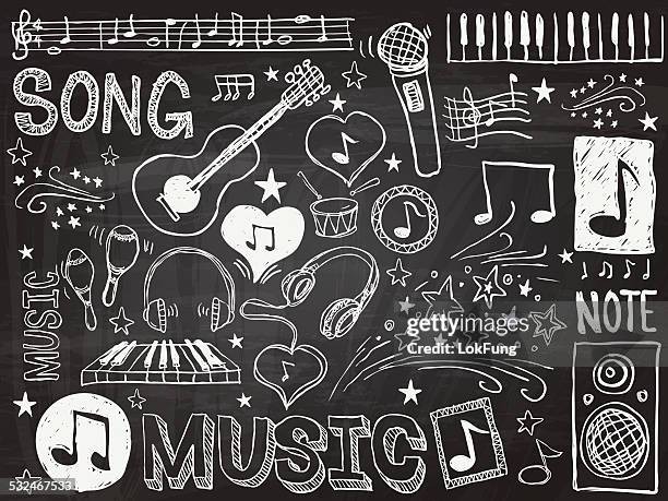 stockillustraties, clipart, cartoons en iconen met music elements sketch - fashion stock illustrations