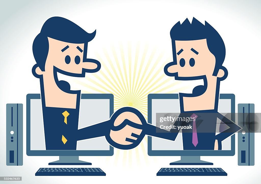 Handshake With Pc High-Res Vector Graphic - Getty Images