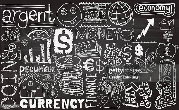 ilustrações de stock, clip art, desenhos animados e ícones de dinheiro esboço de desenho coleção - desenho a giz