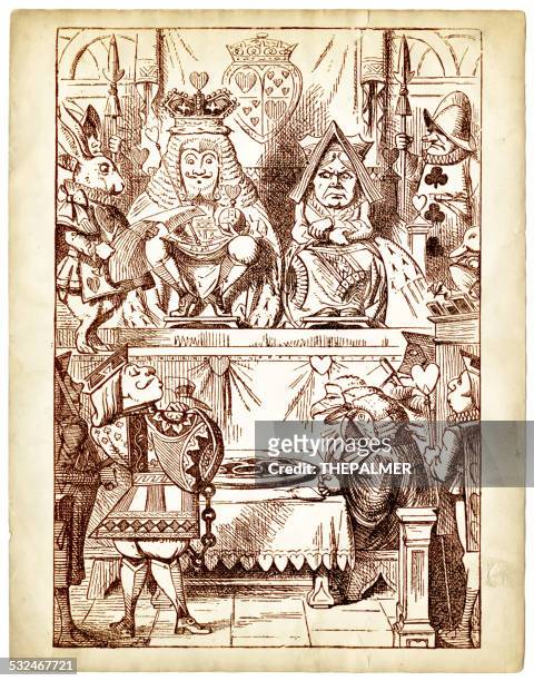 engraving alice in wonderland - queen royal person 幅插畫檔、美工圖案、卡通及圖標