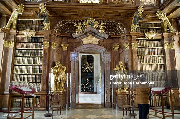 ornate library in melk abbey - austrian culture stock pictures, royalty-free photos & images