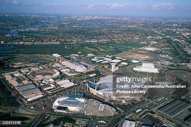 aerial view of homebush olympic site - queensland sport and athletics centre stock pictures, royalty-free photos & images