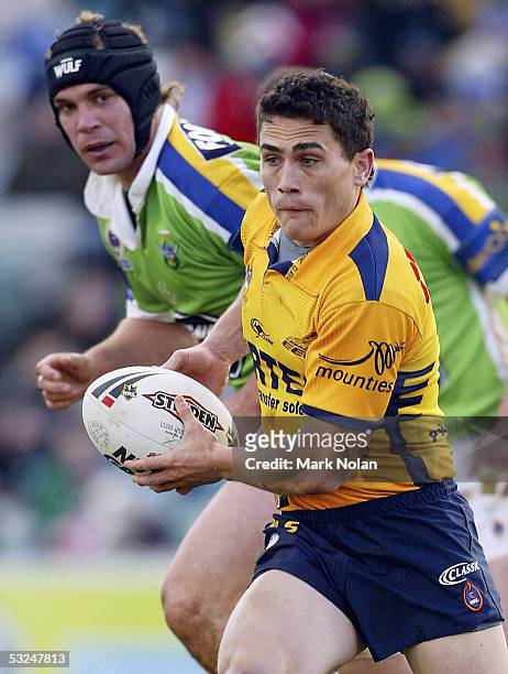 Marsh of the Eels in action during the round 19 NRL match between the Canberra Raiders and the Parramatta Eels held at Canberra stadium on July 17,...