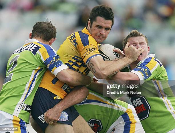 Eric Grothe of the Eels in action during the round 19 NRL match between the Canberra Raiders and the Parramatta Eels held at Canberra stadium on July...