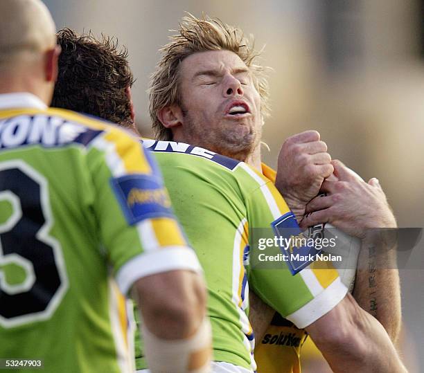 Glenn Morrison of the Eels in action during the round 19 NRL match between the Canberra Raiders and the Parramatta Eels held at Canberra stadium on...