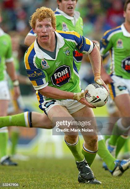 Alan Tongue of the Raiders in action during the round 19 NRL match between the Canberra Raiders and the Parramatta Eels held at Canberra stadium on...