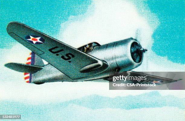military plane - fighter pilot stock illustrations