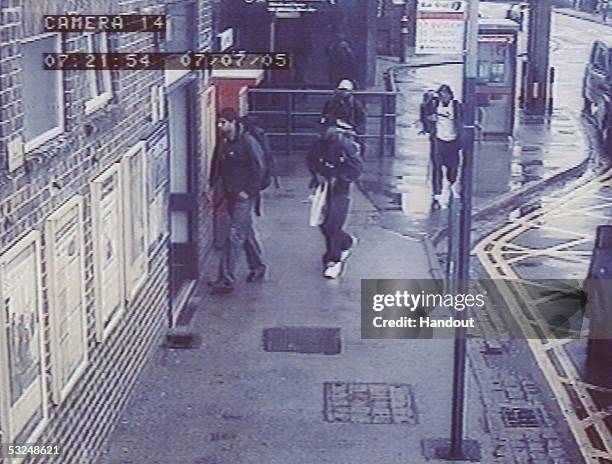 In this handout image taken fron CCTV footage, and released by the Metropolitan Police on July 16 the four London bombers are pictured together...