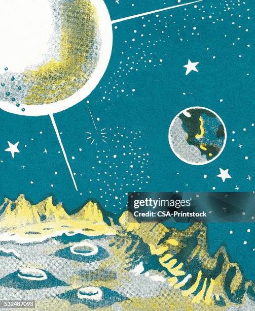 outer space - moon surface stock illustrations