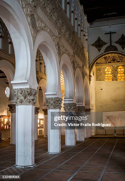 Interior of Synagogue of Santa Maria La Blanca , a Moorish architectural monument in Toledo on April 3, 2012 in central Spain. The city was declared...