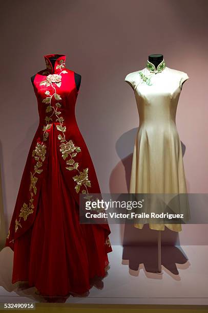 Qipaos are displayed during The Evergreen Classic - Transformation of the Qipao exhibition at the Hong Kong Museum of History on September 11, 2010...