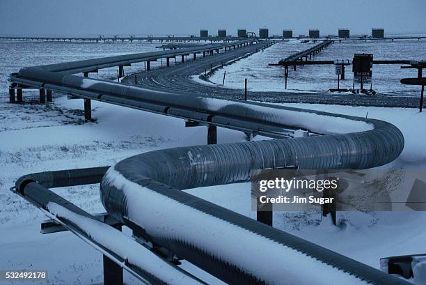 alaskan oil pipeline - north slope alaska stock-fotos und bilder