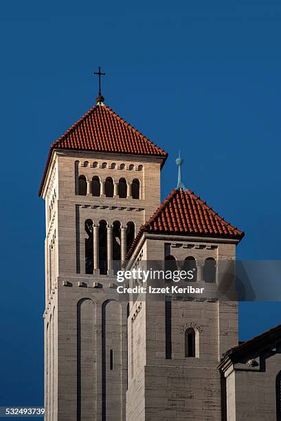 bell towers in rome church - campanile foto e immagini stock