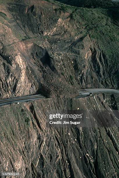 highway one washed out at devil's slide - landslide stock pictures, royalty-free photos & images