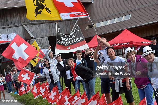 79th Tour of Swiss 2015 / Stage 8 Illustration Illustratie / Public Publiek Spectators / Fans Supporters / Swiss Flag Drapeau Vlag / CANCELLARA...