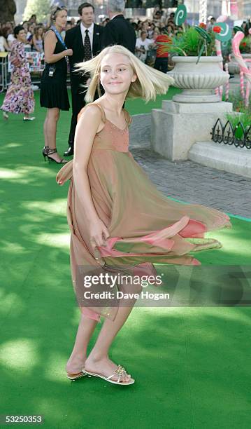 Actress Annasophia Robb arrives at the UK Premiere of "Charlie And The Chocolate Factory" at the Odeon Leicester Square on July 17, 2005 in London,...