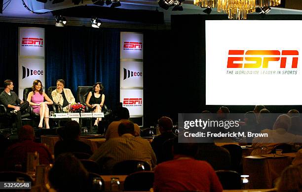 Executive producer Andy Meyers, co-host Thea Andrews, executive producer Gerald W. Abrams and executive producer Orly Adelson attend the panel...