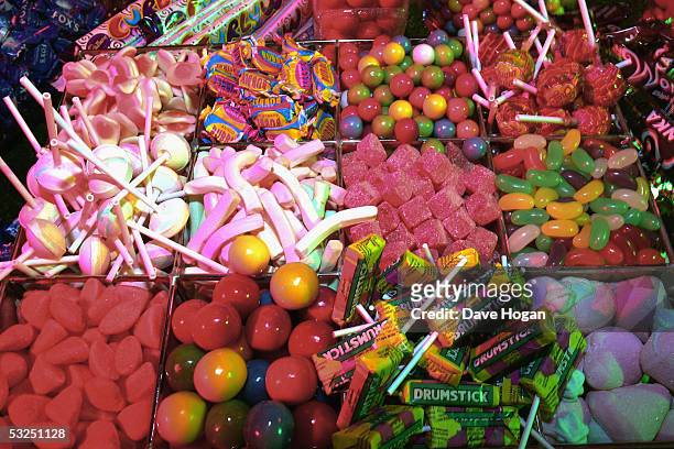 Sweets and chocolate displays at the after show party following the UK Premiere of "Charlie And The Chocolate Factory," at "The Old Billinsgate fish...