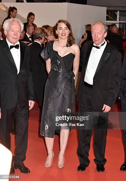 Director Luc Dardenne, actress Adele Haenel and director Jean-Pierre Dardenne attend 'The Unknown Girl ' Premiere during the 69th annual Cannes Film...