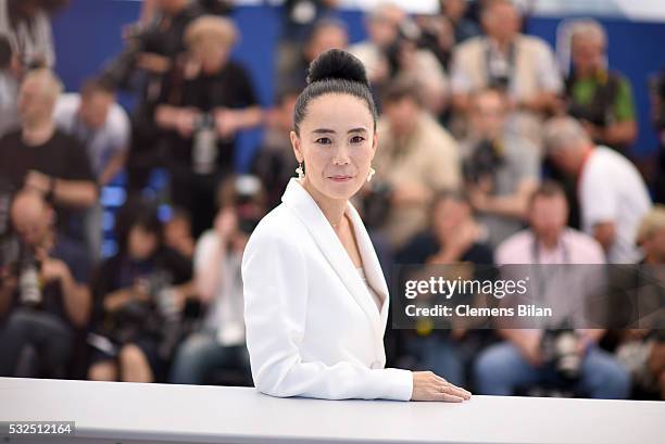 Naomi Kawase attends the Jury De La Cinefondation & Des Courts Metrages Photocall during the 69th annual Cannes Film Festival at the Palais des...