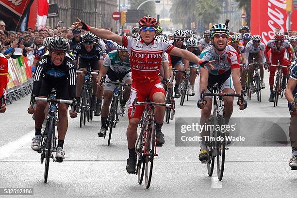 Volta Ciclista a Catalunya 2011 / Stage 7 Arrival / Samuel Dumoulin Celebration Joie Vreugde / Rigoberto Uran / Kenny De Haes / Parets del Valles -...