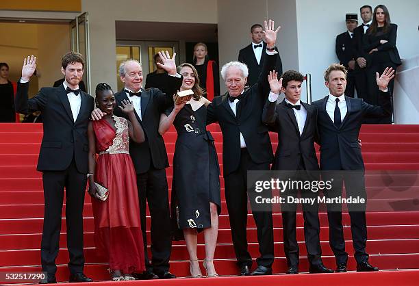 Actress Nadege Ouedraogo, director Luc Dardenne, actress Adele Haenel, director Jean-Pierre Dardenne, actor Louka Minnella and actor Jeremie Renier...