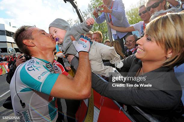 46th Amstel Gold Race 2011 Arrival / Philippe GILBERT + Patricia ZEEVAERT Wife Femme Vrouw + Allan GILBERT Son Fils Zoon / Celebration Joie Vreugde /...