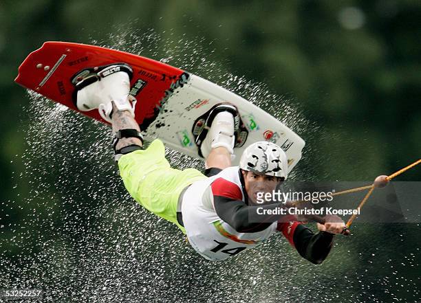 Robert Mapp of the US in the discipline of Wakeboard during the World Games 2005 on July 18, 2005 in Duisburg, Germany.