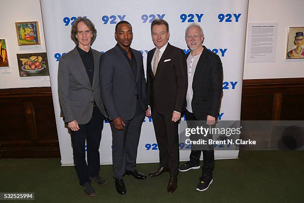 Director Jay Roach, Actors Anthony Mackie, Bryan Cranston and Writer Robert Schenkkan attend a preview screening of "All The Way" at The 92nd Street...