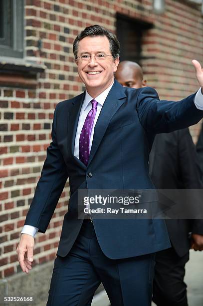Television personality Stephen Colbert enters "The Late Show With Stephen Colbert" taping at the Ed Sullivan Theater on May 18, 2016 in New York City.