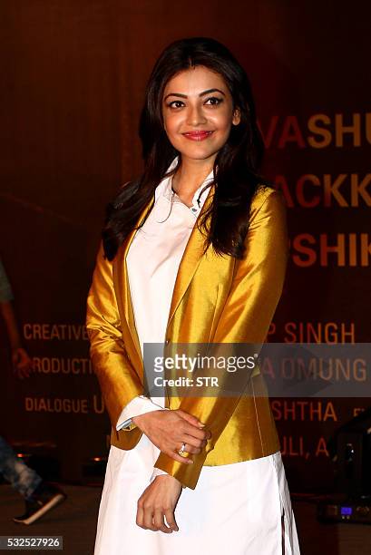 Indian Bollywood Actress Kajal Aggarwal attended the premiere of Hindi Film Sarabjit yesterday in Mumbai on May.18.2016. / AFP / STR
