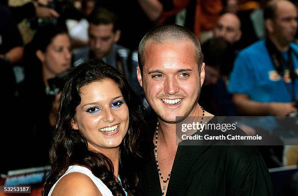 Saskia Howard-Clarke and Maxwell Ward from Big Brother 6 arrive at the UK Premiere of "Fantastic Four" at Vue Leicester Square on July 18, 2005 in...