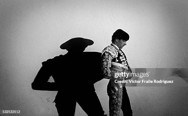 Spain's matador Manuel Jesus 'El Cid' waits to enter to the bullring before the start of the Santiago bullfighting fair in Santander. Photo by Victor...