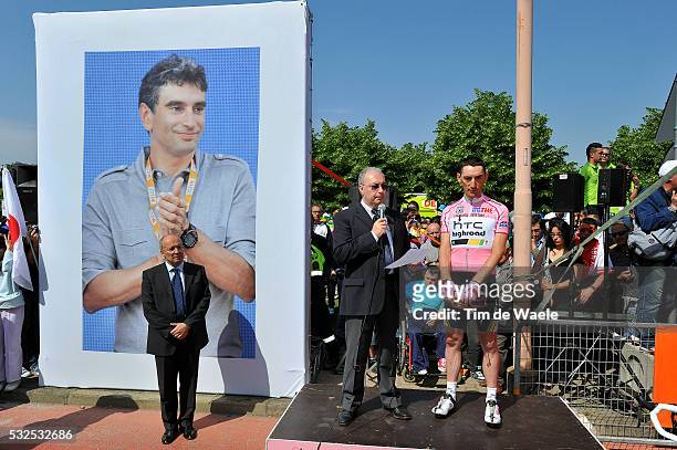 94th Giro Italia 2011/ Stage 2 Angelo Zomegnan Giro President / PINOTTI Marco Pink Jersey / In memoriam Pietro FERRERO / Alba - Parma / Tour of...