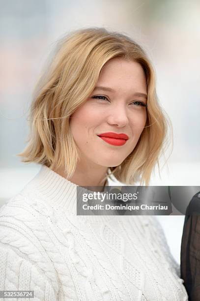 Lea Seydoux attends the "It's Only The End Of The World " Photocall during the 69th annual Cannes Film Festival at the Palais des Festivals on May...