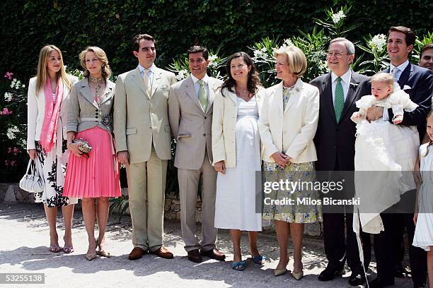 Spanish architect Carlos Morales with his wife, Princess Alexia, former Queen of Greece Anne-Marie, her husband former King Constantine, Crown Prince...