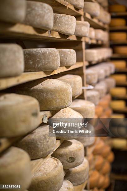 traditional cheese production, bodo, norway - wiel kaas stockfoto's en -beelden