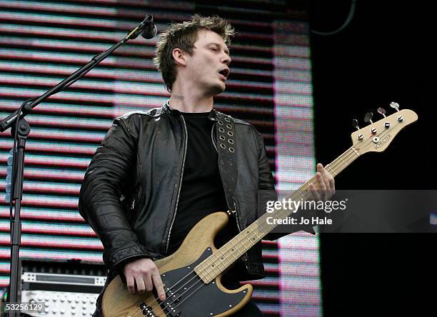 Richard Jones, of Welsh rock band The Stereophonics performs on stage at "Live 8 London" in Hyde Park on July 2, 2005 in London, England. The free...