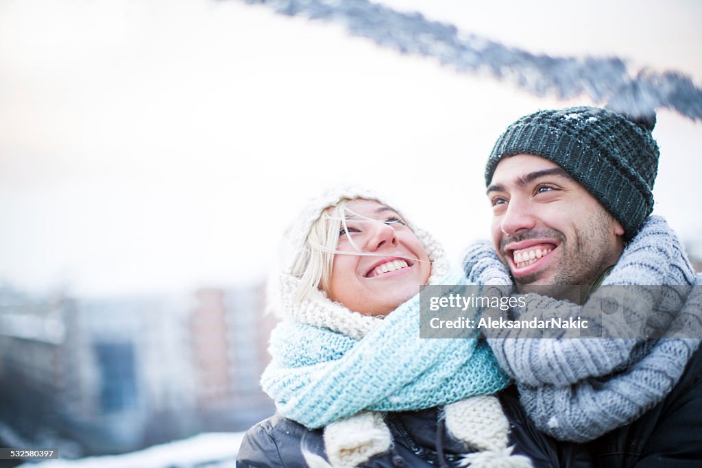 Winter liebe auf dem Dach