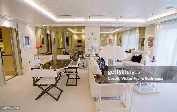 View of The World, a luxury residential cruise ship, during an exclusive visit in Santander, northern Spain, October 8, 2007. The cruise ship has 165...