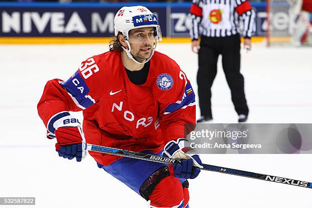 Mats Zuccarello of Norway skates agaist Sweden at Ice Palace on May 14, 2016 in Moscow, Russia.